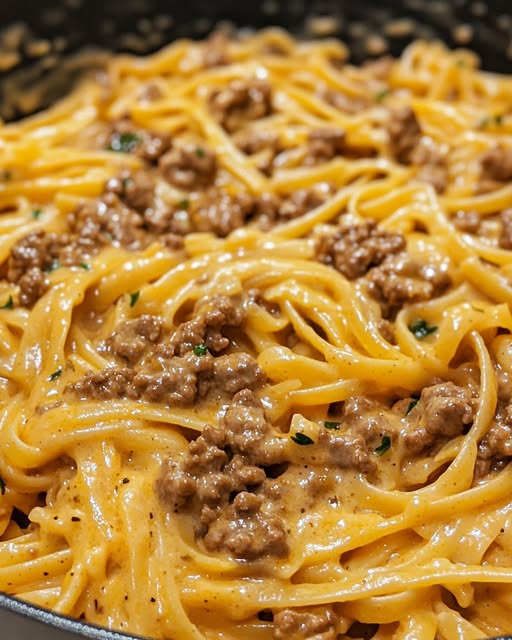 One-Pot Creamy Beef and Garlic Butter Pasta