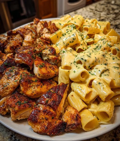 Creamy Velveeta Chicken Rigatoni with Mozzarella Garlic Sauce