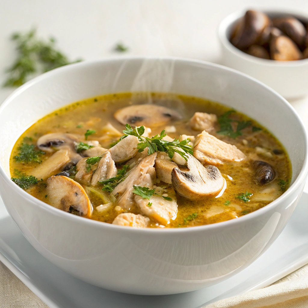 Comforting Rotisserie Chicken and Mushroom Soup