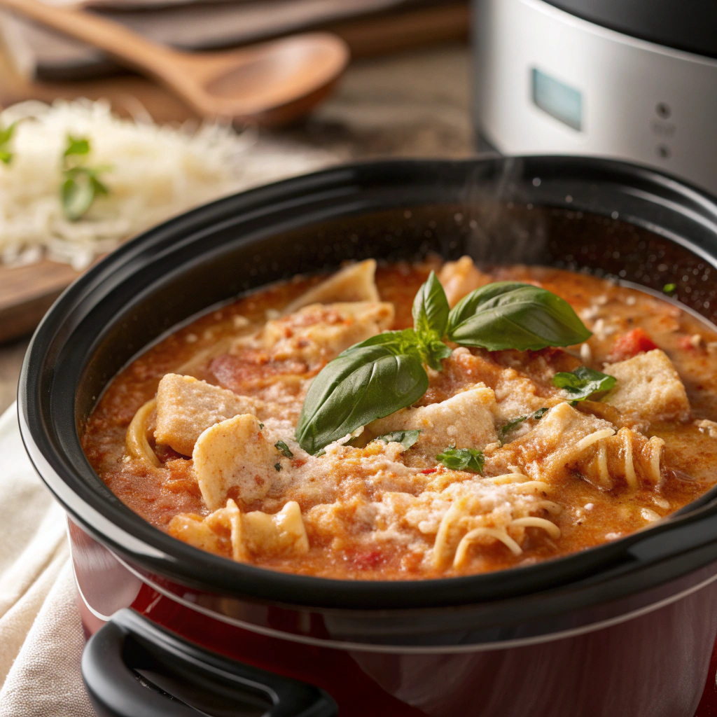 Crock Pot Creamy Chicken Parmesan Soup