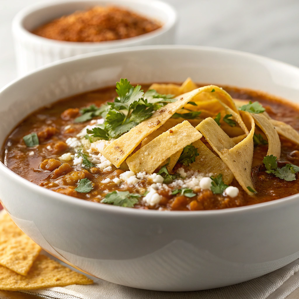 Decadent Lentil Tortilla Soup