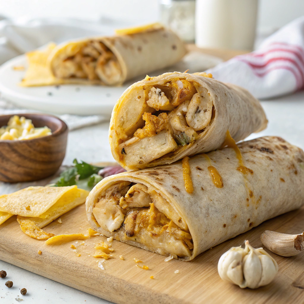 Ooey-Gooey Cheesy Garlic Chicken Wraps You’ll Devour