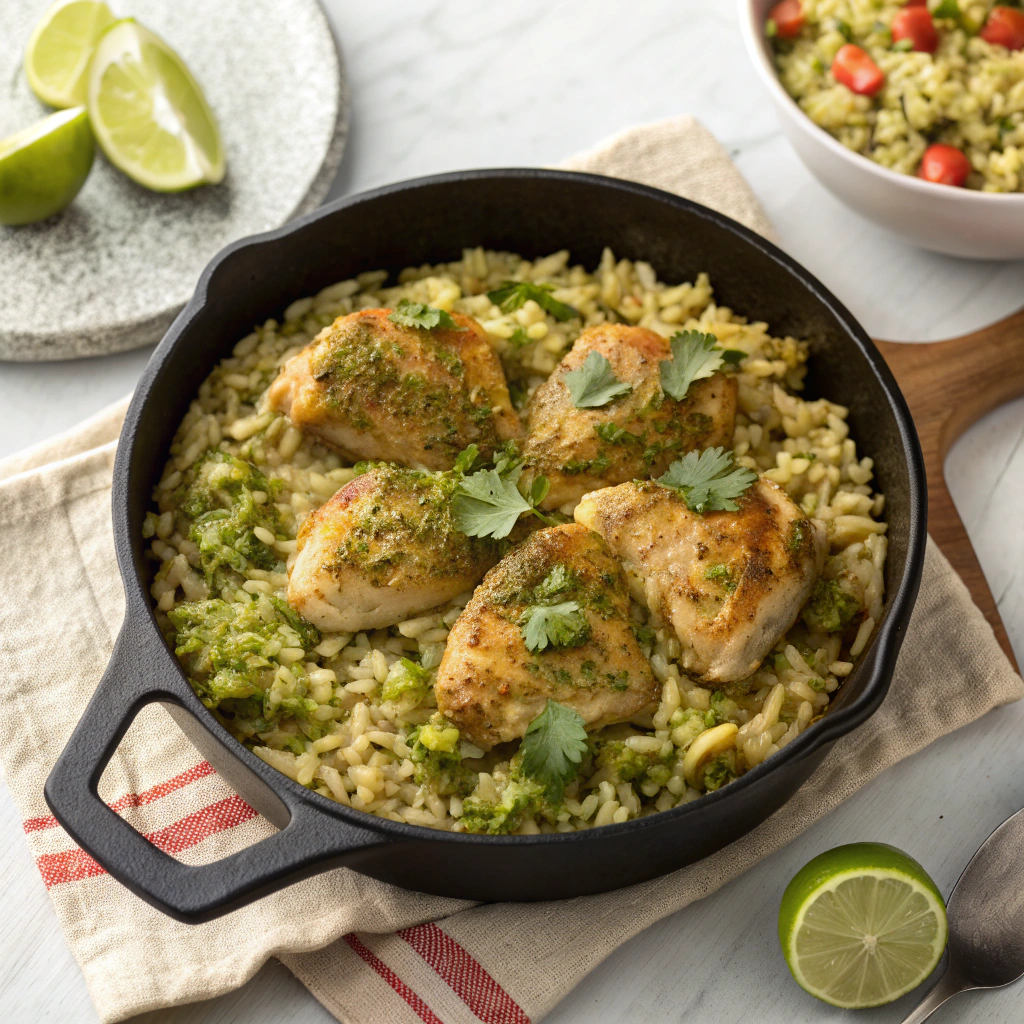Salsa Verde Chicken & Rice Skillet