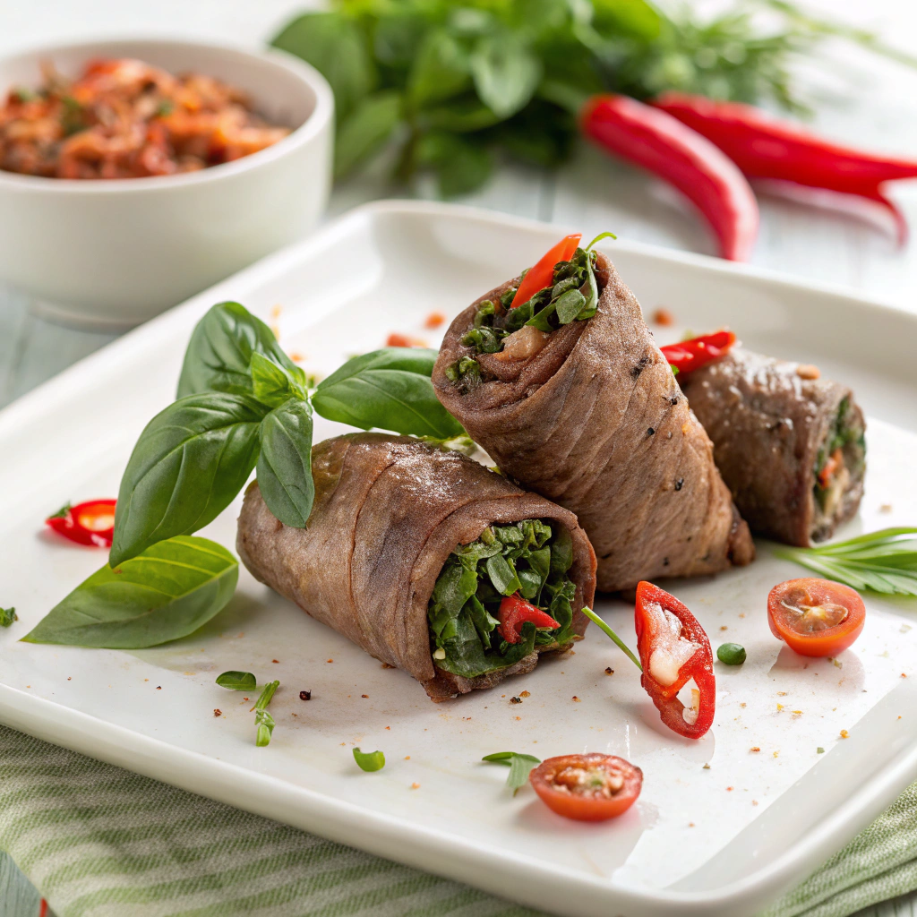 Thai Basil Beef Rolls