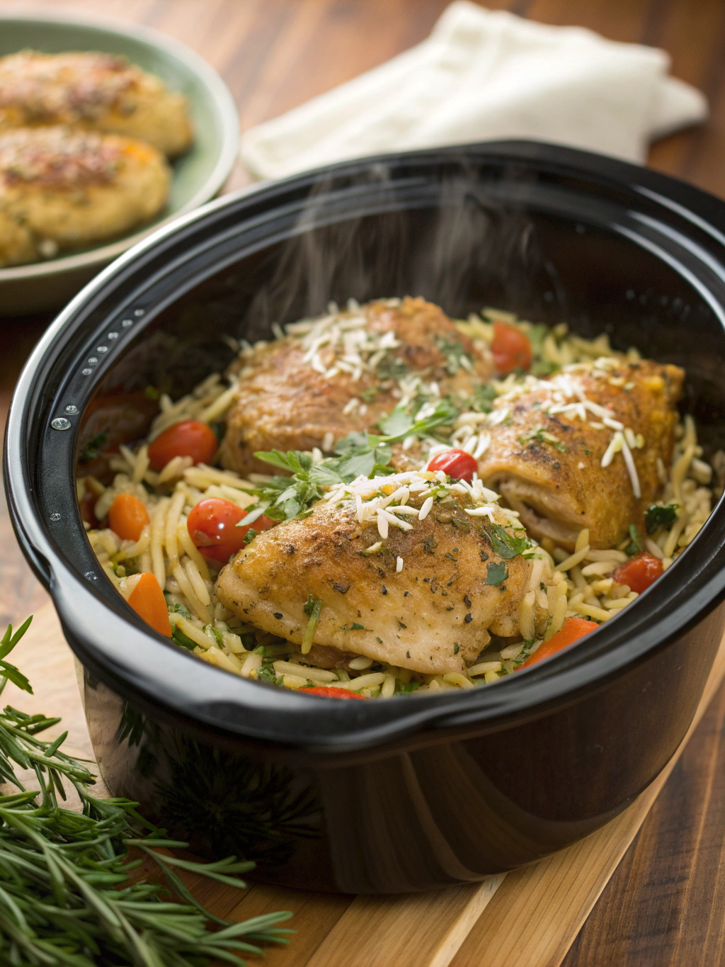 Slow Cooker Parmesan Herb Chicken & Orzo Recipe