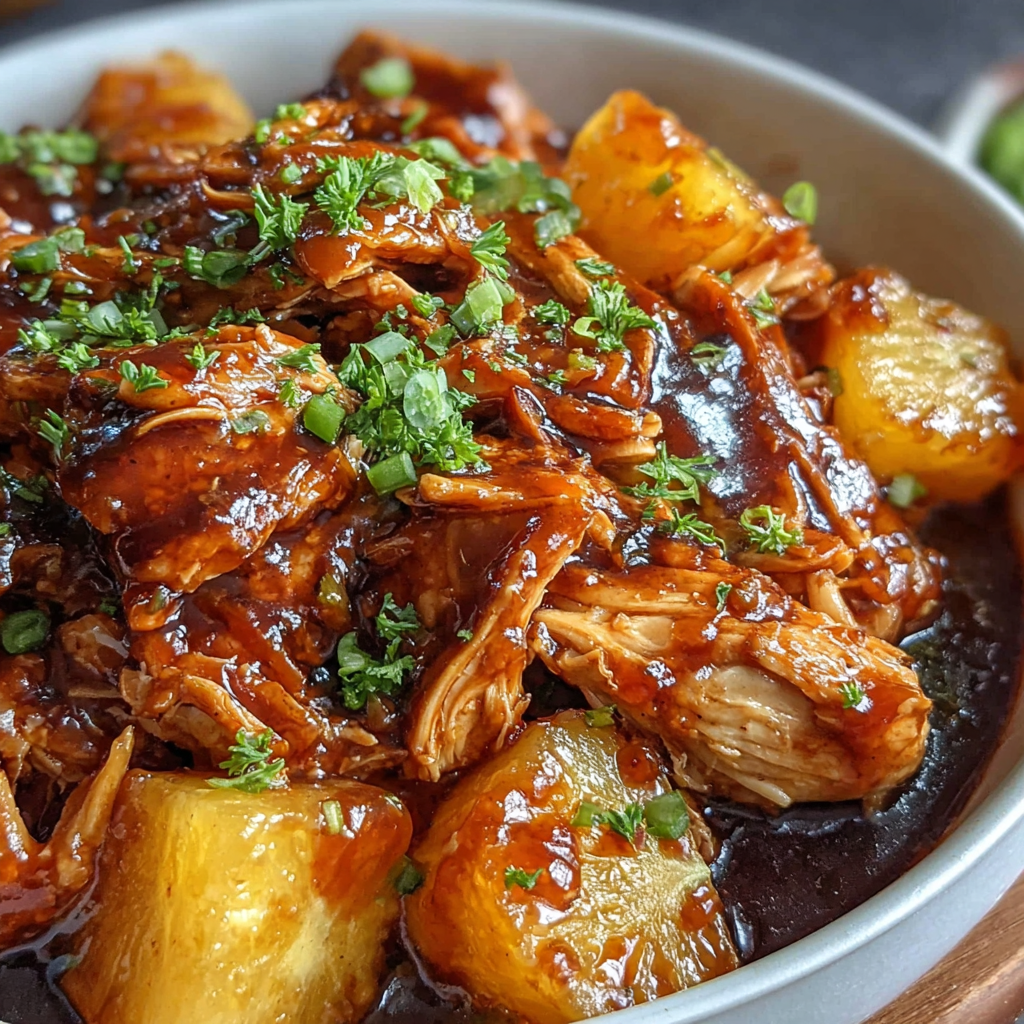 Easy Crockpot Pineapple BBQ Chicken – Sweet, Tangy, and Juicy