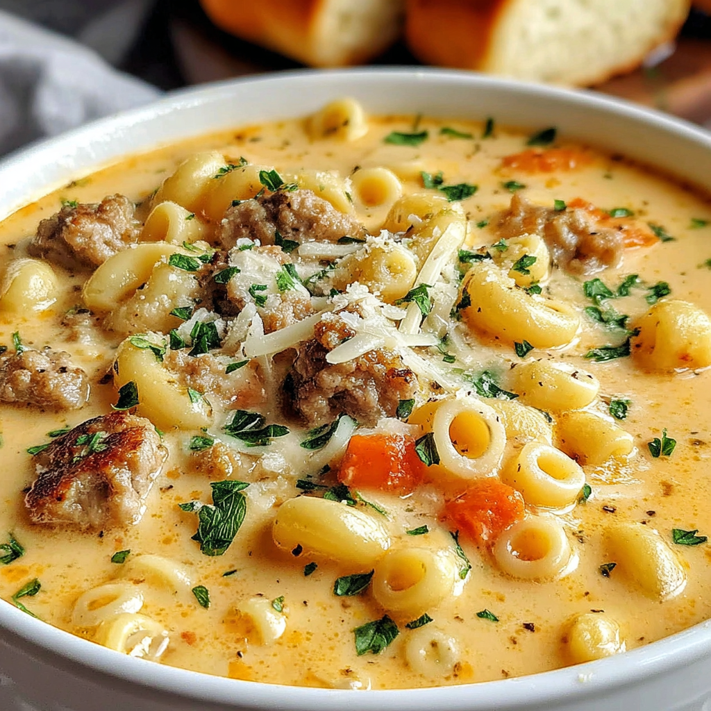 Creamy Parmesan Italian Sausage Ditalini Soup Comfort Bowl