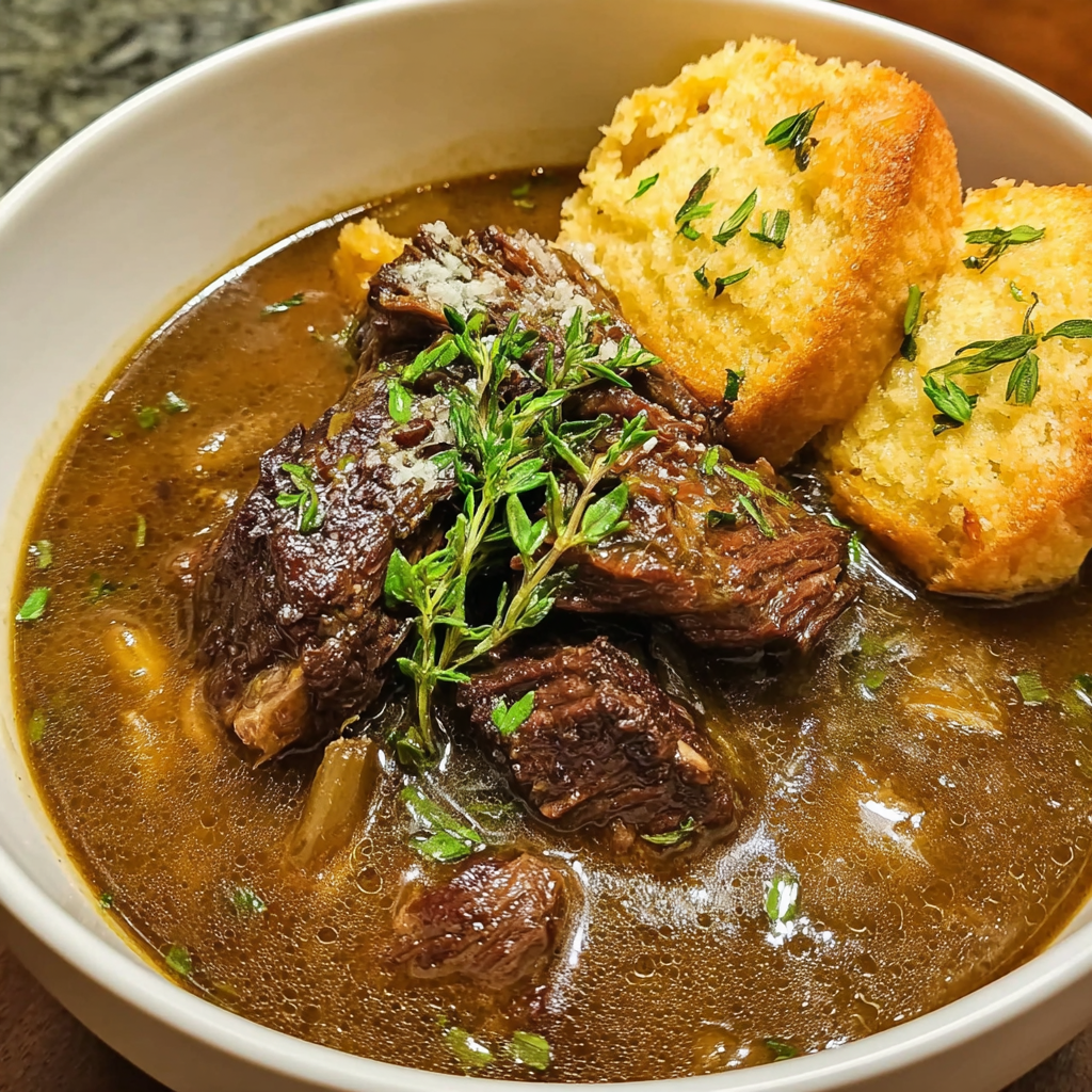 French Onion Beef Short Rib Soup
