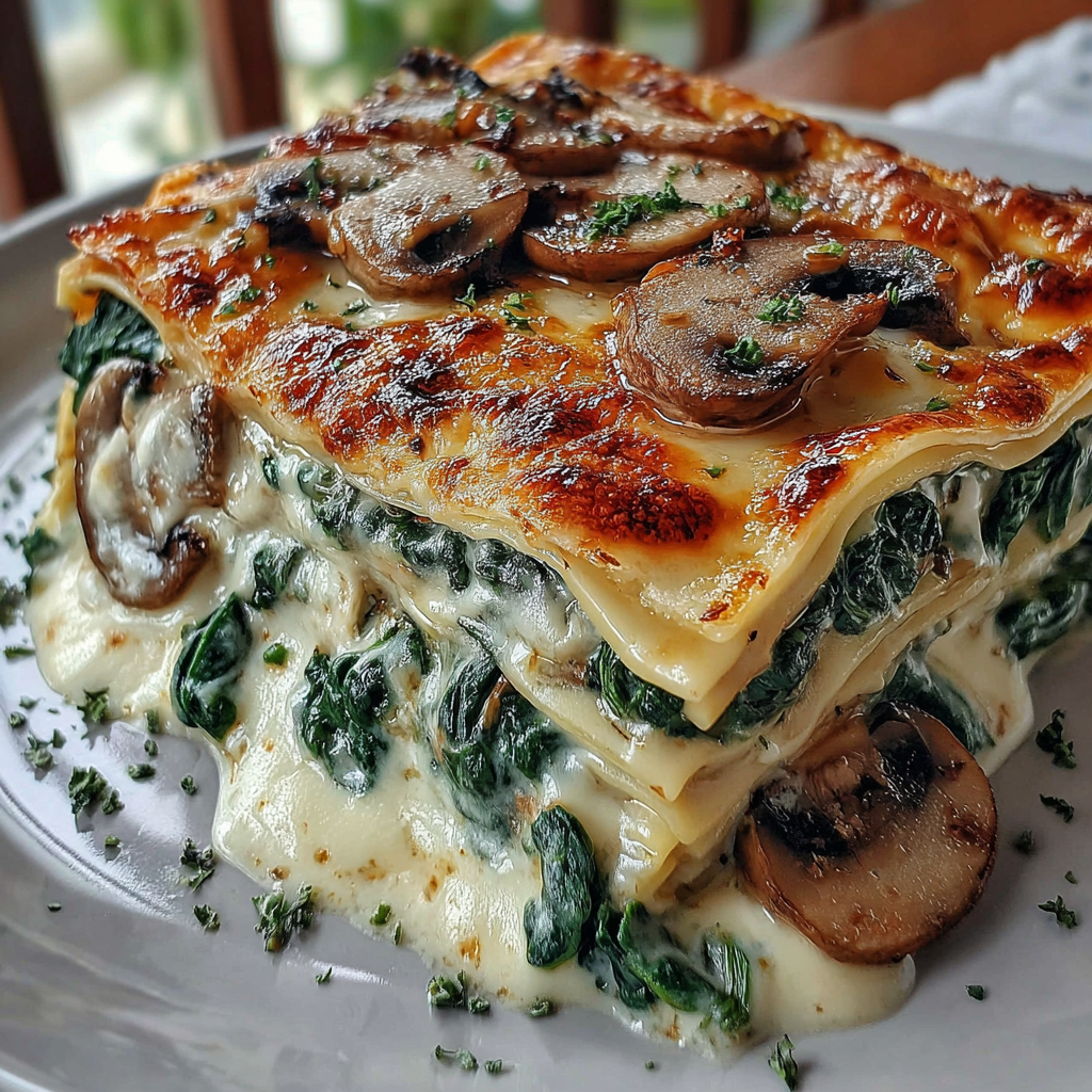 Creamy Spinach Mushroom Lasagna