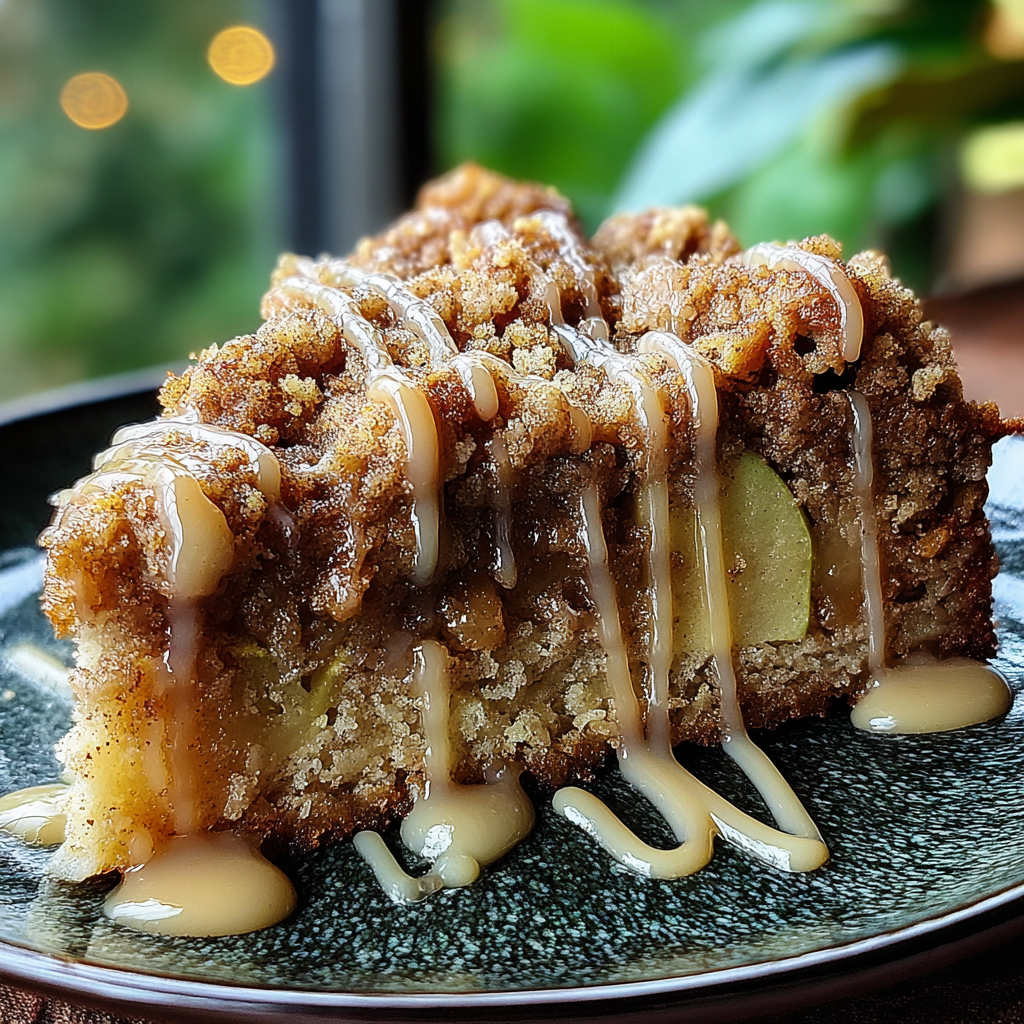 Apple Crumb Cake – Topped with Cinnamon Apple Drizzle