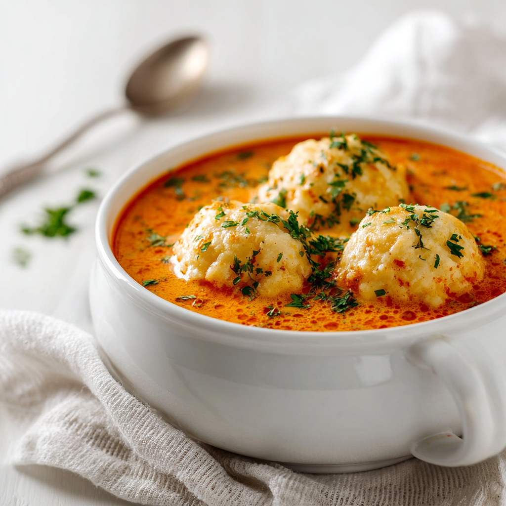 Hearty Tomato Soup with Cheddar Bay Dumplings