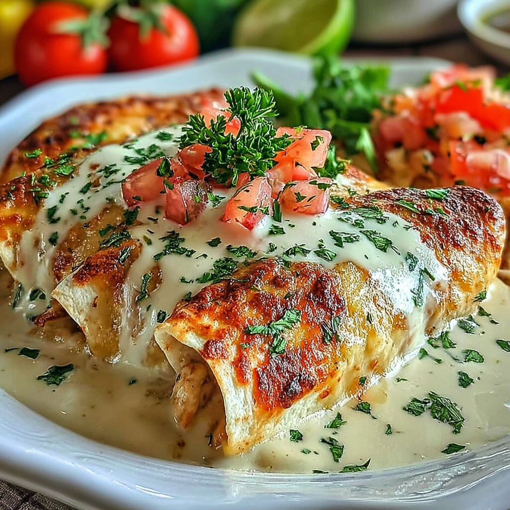 Chicken Enchiladas with Sour Cream White Sauce