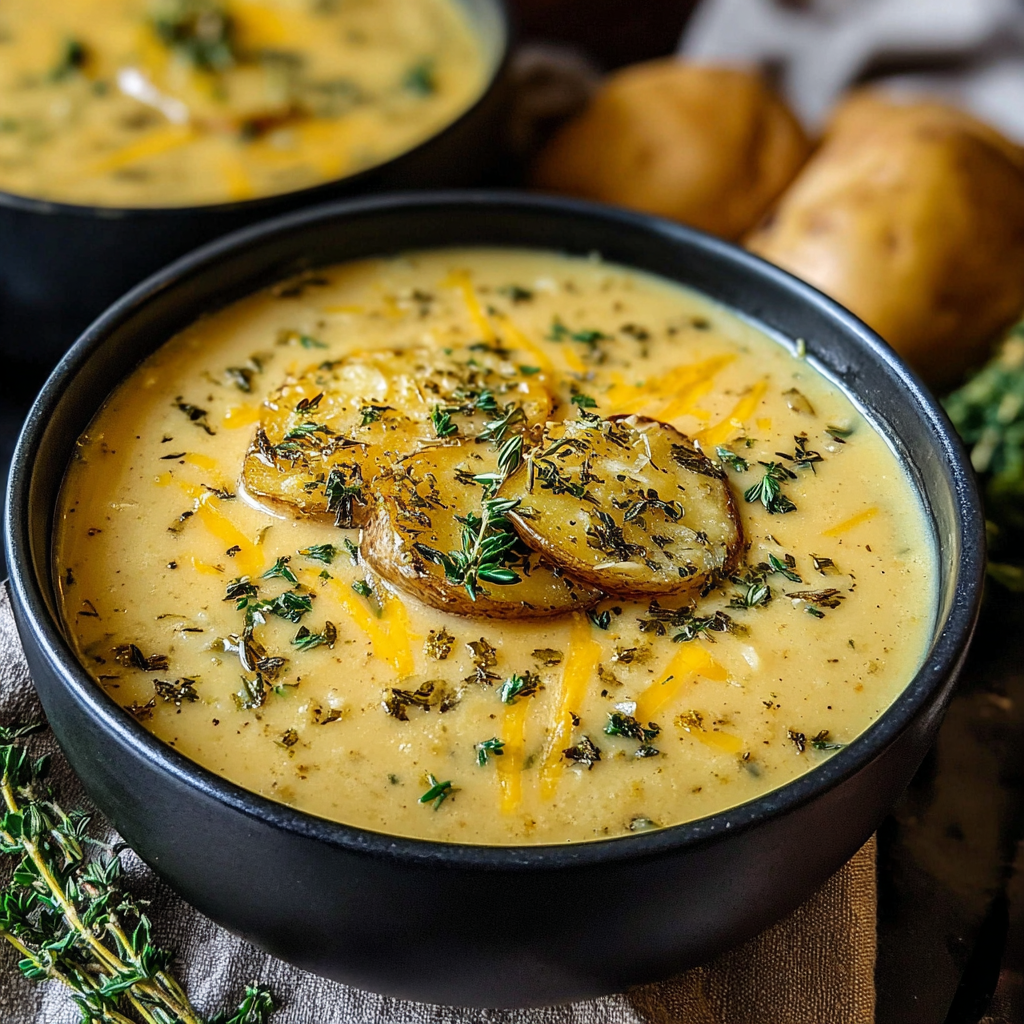Cheddar Garlic Herb Potato Soup