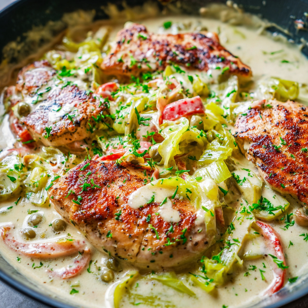 Creamy Pepperoncini Chicken Skillet – A Flavorful One-Pan Dinner