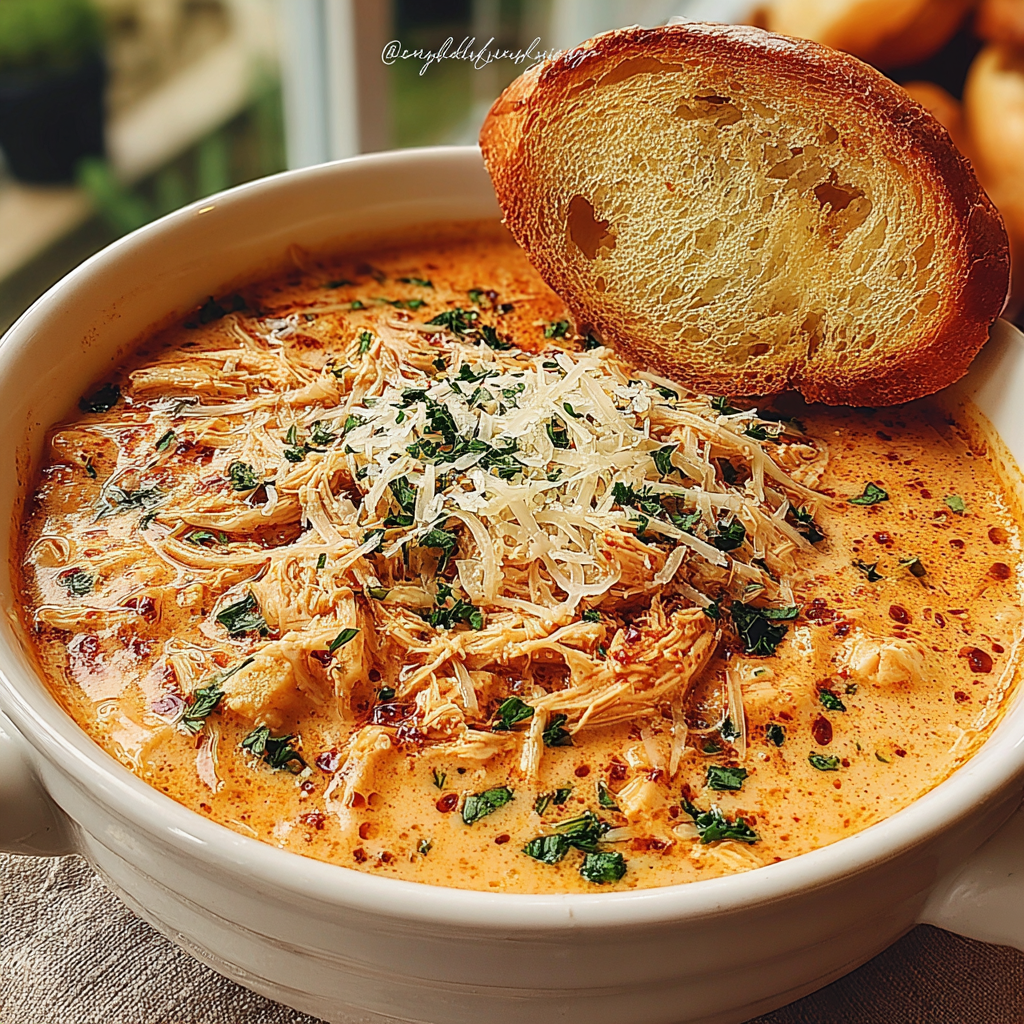 Crock Pot Creamy Chicken Parmesan Soup