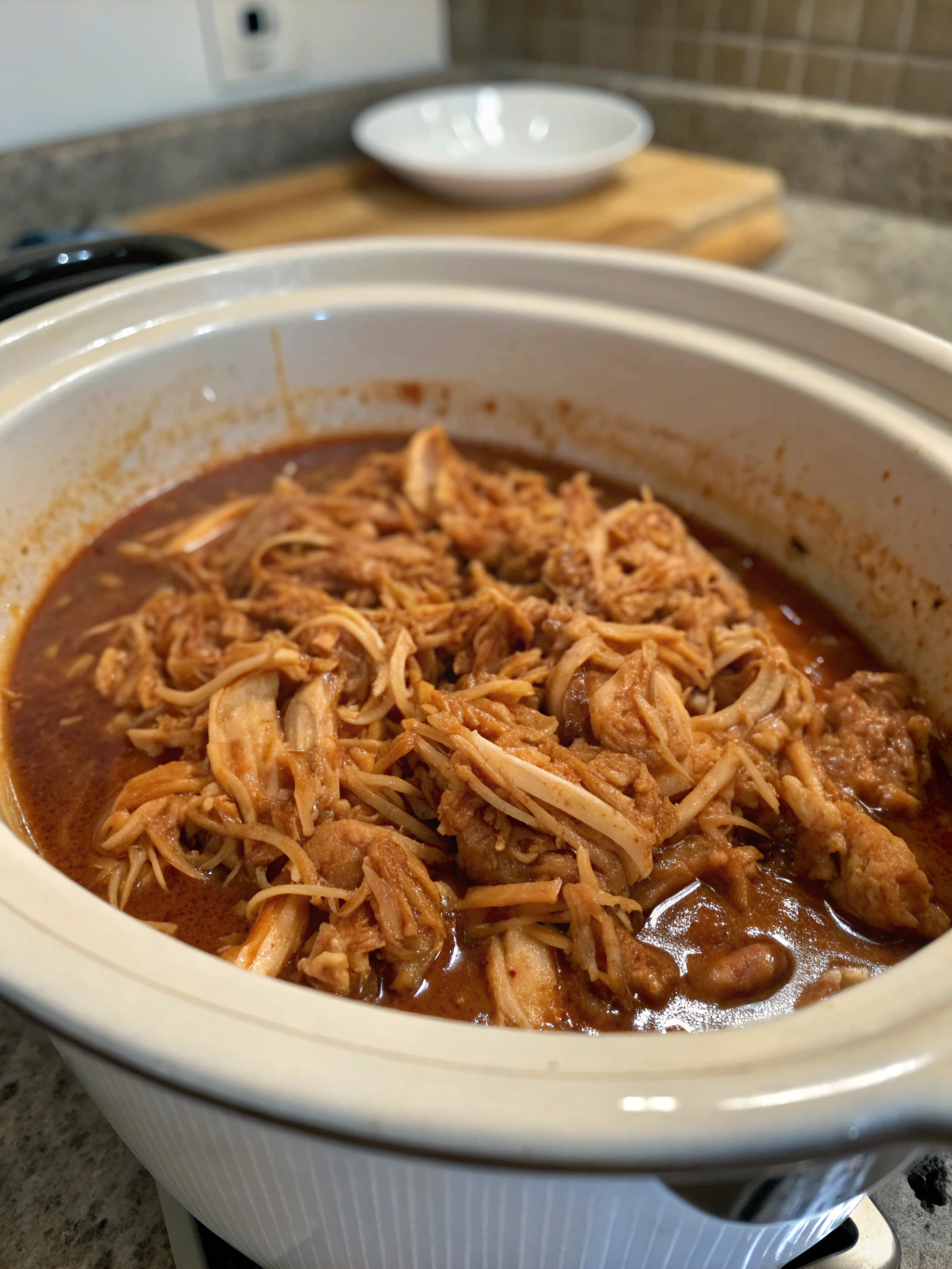 3-Ingredient Crockpot BBQ Pulled Chicken (Foolproof)