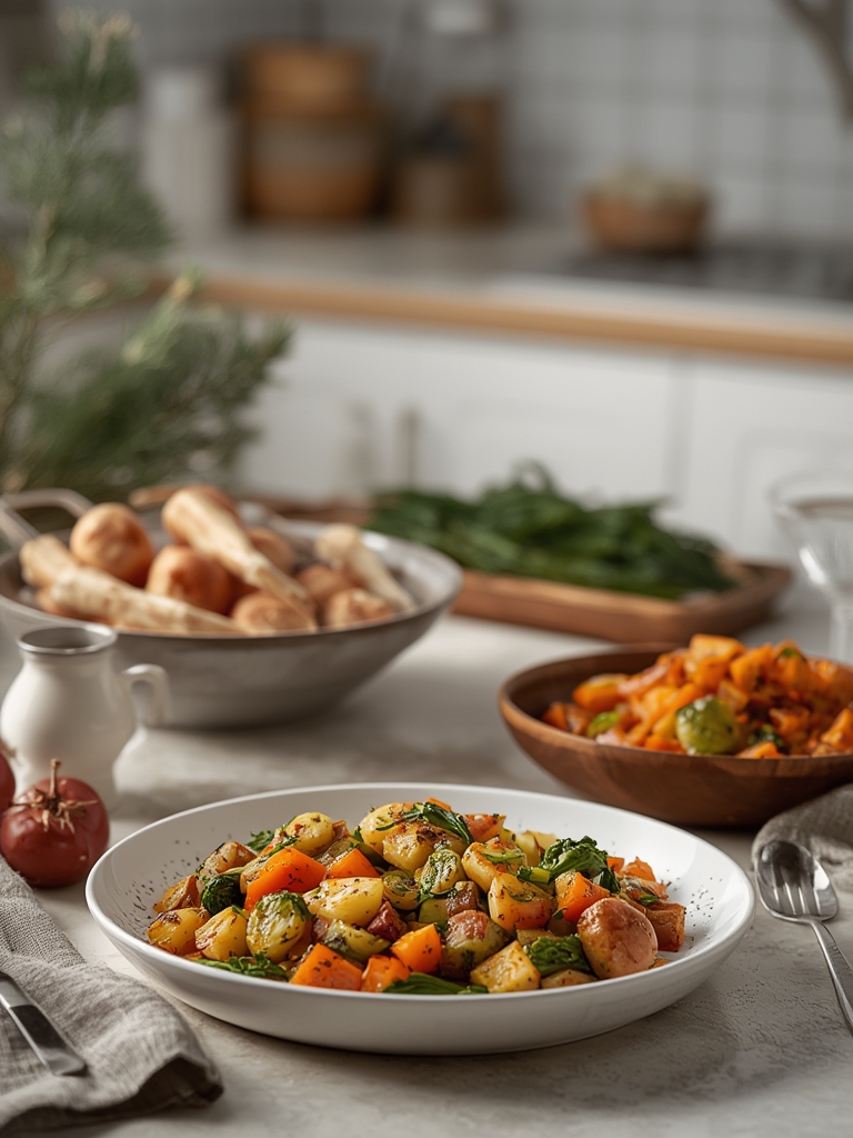 Colorful Christmas Vegetables Side Dishes: Red & Green Plating