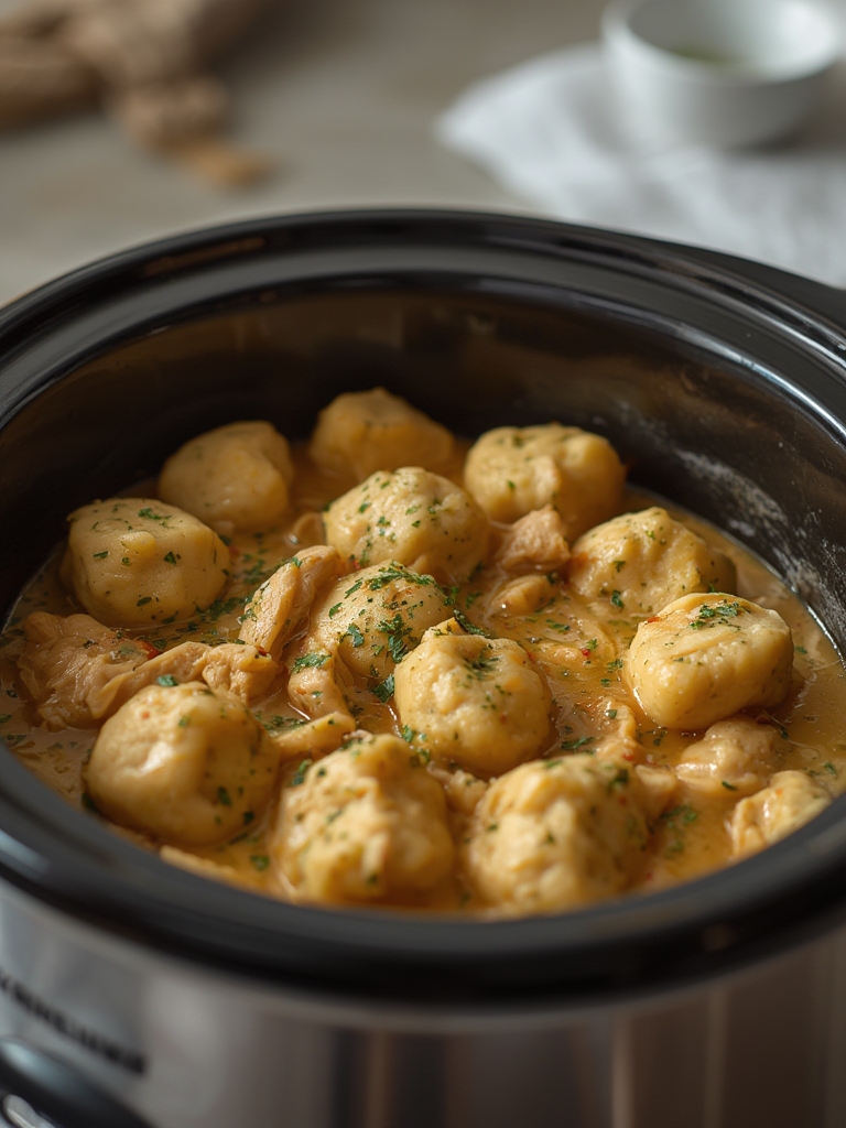 Old-Fashioned Crockpot Chicken and Dumplings (Using Canned Biscuits)