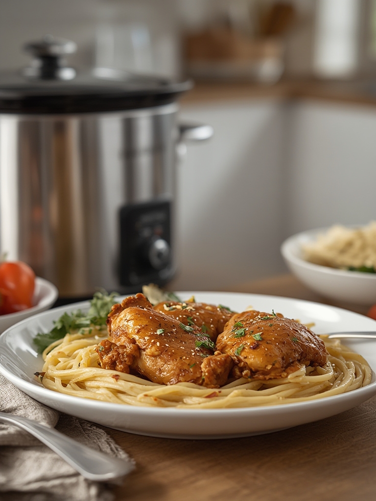 Sticky Honey Garlic Crockpot Chicken Thighs (Better Than Takeout)