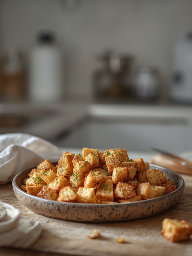 Homemade Garlic & Herb Sourdough Croutons (Air Fryer or Oven)