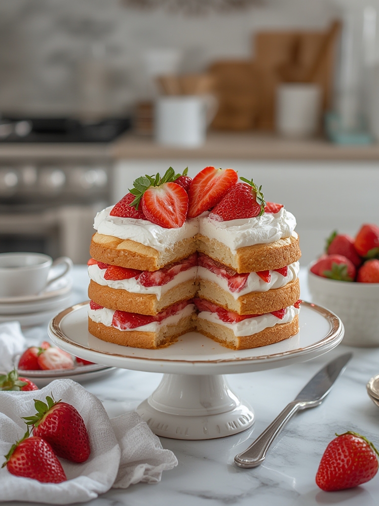 Homemade Strawberry Shortcake Layered Cake (Bakery Style)