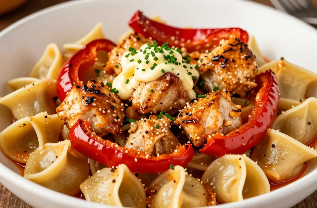 Cowboy Butter Garlic Chicken Tortellini with Fire-Roasted Red Peppers