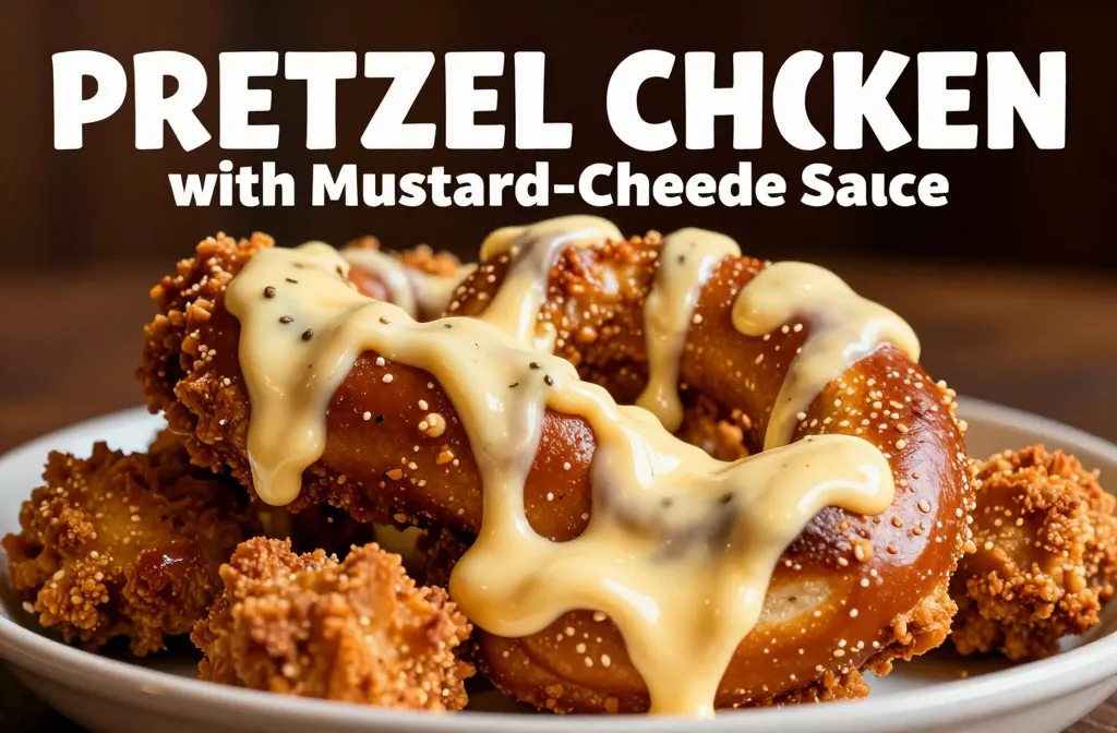 Pretzel Chicken with Mustard-Cheddar Sauce